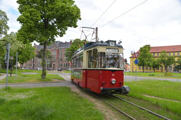 historische Straßenbahn in Naumburg