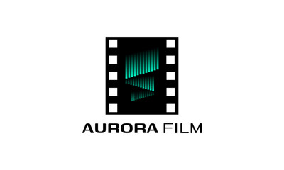 film strip and aurora Logo Vector illustration design template.design for film production,movie maker