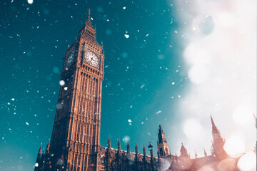 Winter in London - snowfall and magic lights in London