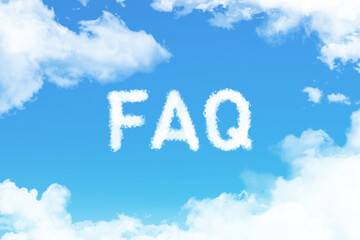 Naklejka na ściany i meble FAQ cloud word among white cloudscape in blue sky.