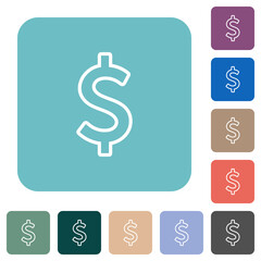 Dollar sign outline rounded square flat icons