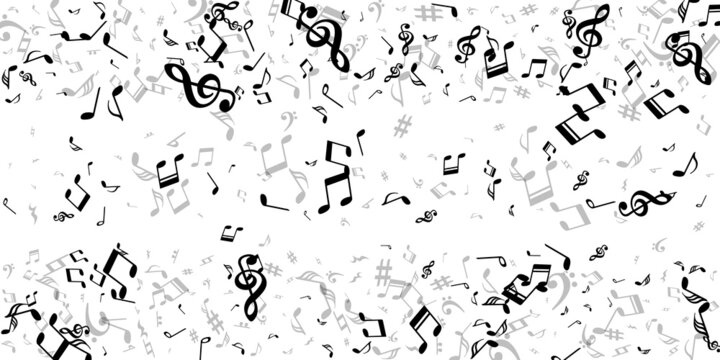 Musical notes flying vector backdrop. Melody
