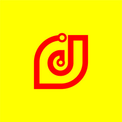 D initials leaf technology logo vector image