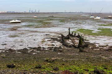 River Medway Estuary at Low Tide at Upchurch in Kent, England