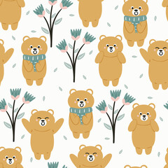 seamless pattern cute cartoon bear. for kids wallpaper, fabric print, gift wrapping paper
