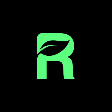 R initials leaf logo vector image