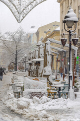 Winter Snow City Street