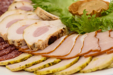 Cold snacks on the festive table. A table with food served with dishes for guests.