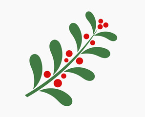 Christmas mistletoe plant with red berries.