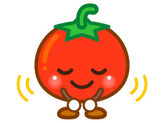お辞儀するトマトのイラスト素材