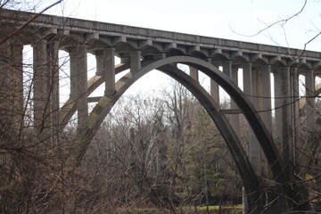 High Concrete Bridge Over River