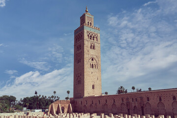 Fototapeta premium scenic view of Koutoubia Mosque in Marrakech, Morocco