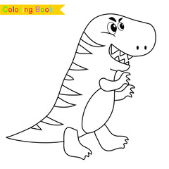 Coloring Page Dinosaurs Edition. Dinosaurs Color Book. Dinosaurs worksheet page. Educational printable colouring worksheet. Fun activity for kids. Vector illustration.
