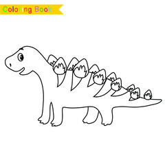 Coloring Page Dinosaurs Edition. Dinosaurs Color Book. Dinosaurs worksheet page. Educational printable colouring worksheet. Fun activity for kids. Vector illustration.