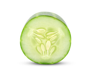 Slice of cucumber isolated on white background.