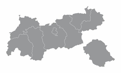 Tyrol state administrative map - obrazy, fototapety, plakaty