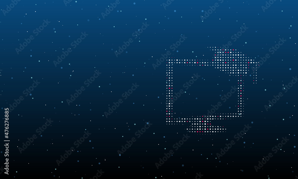 Poster on the right is the distance learning symbol filled with white dots. background pattern from dots an