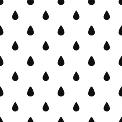 Papier peint Noir et blanc Gouttes de pluie sur fond blanc sans couture, illustration vectorielle.