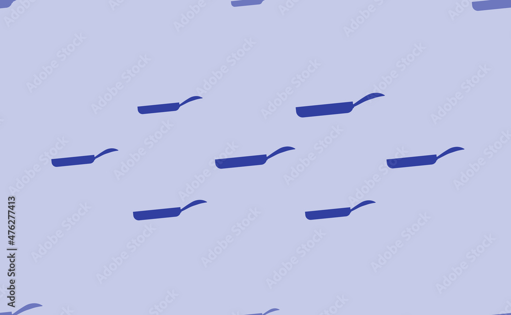 Poster seamless pattern of large isolated blue pan symbols. the pattern is divided by a line of elements of