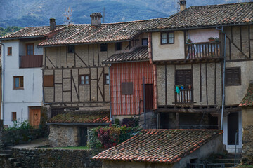 Typical houses of the town of Hervas in Caceres in Spain.
