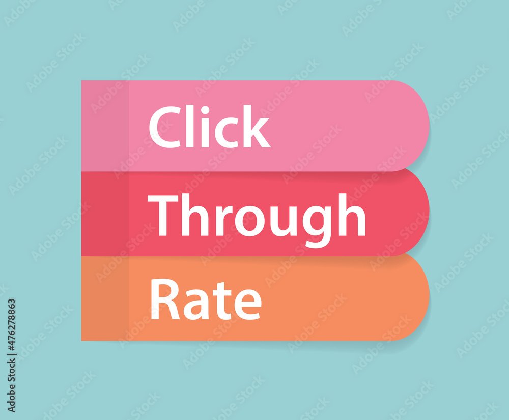 Aufkleber ctr click-through rate written on colorful sticky notes- vector illustration