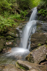 Fototapeta na wymiar waterfall and flowing water in a mountain stream