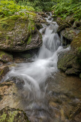 Naklejka na ściany i meble waterfall and flowing water in a mountain stream