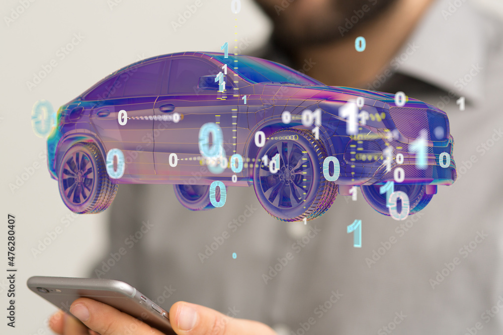 Poster Driverless autonomous vehicle with lidar technology