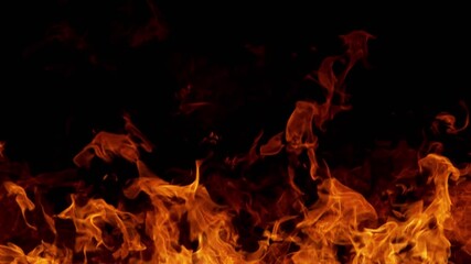 Super slow motion of fire blast isolated on black background. Filmed on high speed cinema camera, 1000 fps. Speed ramp effect. - Powered by Adobe