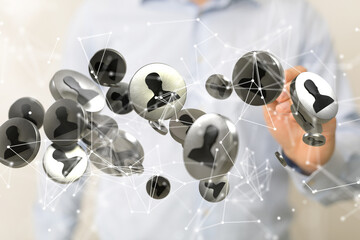 Business people silhouettes network team