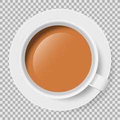 top view of english tea cup on transparent background - obrazy, fototapety, plakaty