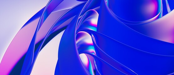 blue wave abstract background 3d rendering flat design style