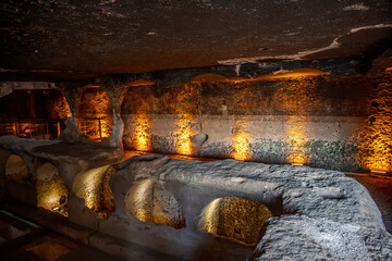 The bones in the 3-storey gallery cemetery in the ancient city of Dara are thought to belong to...