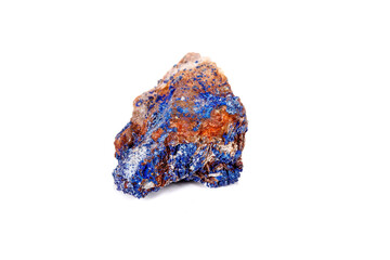 Macro mineral stone Malachite and Azurite against white background