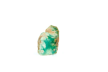 macro stone mineral Chrysoprase on a white background