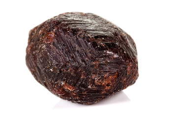 macro mineral stone  Garnet, on a white background