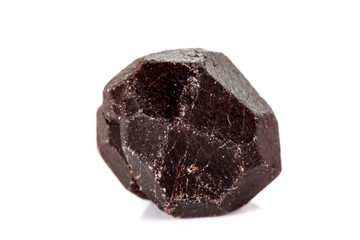 macro mineral stone  Garnet, on a white background