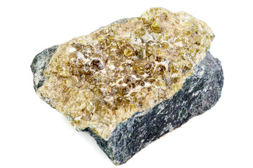 macro mineral stone grossular on a white background