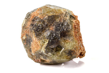 Macro stone Grossular mineral on white background