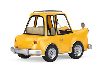 Yellow Cartoon Car. 3d Rendering