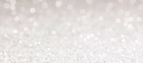 glitter silver background abstract banner, de-focused. Copy space
