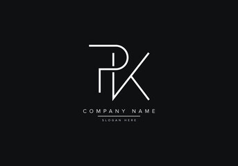 Fototapeta PK letter logo design on luxury background. PK KP monogram initials letter logo concept obraz