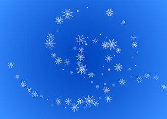 Fototapeta na wymiar White delicate openwork snowflakes are scattered on a blue background. Festive background, postcard design, wallpaper