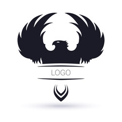 Eagle, bird logo. Vector logo template. Monochrome illustration.