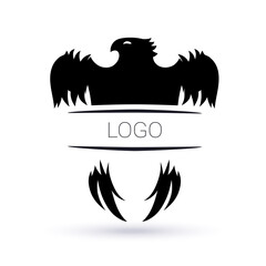 Eagle, bird logo. Vector logo template. Monochrome illustration.
