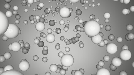 Black and white balloons on gray background. 3D render