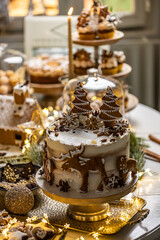 Obraz na płótnie Canvas Christmas cake holiday dessert