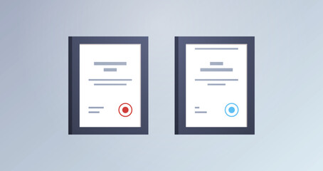 Certificate and qualification document flat vector illustration.