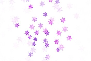 Light Purple, Pink vector texture with colored snowflakes, stars.