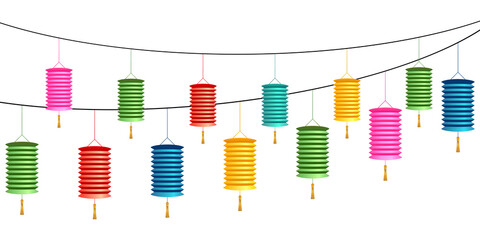 Colorful Paper Lanterns. Chinese Traditional Decoration.